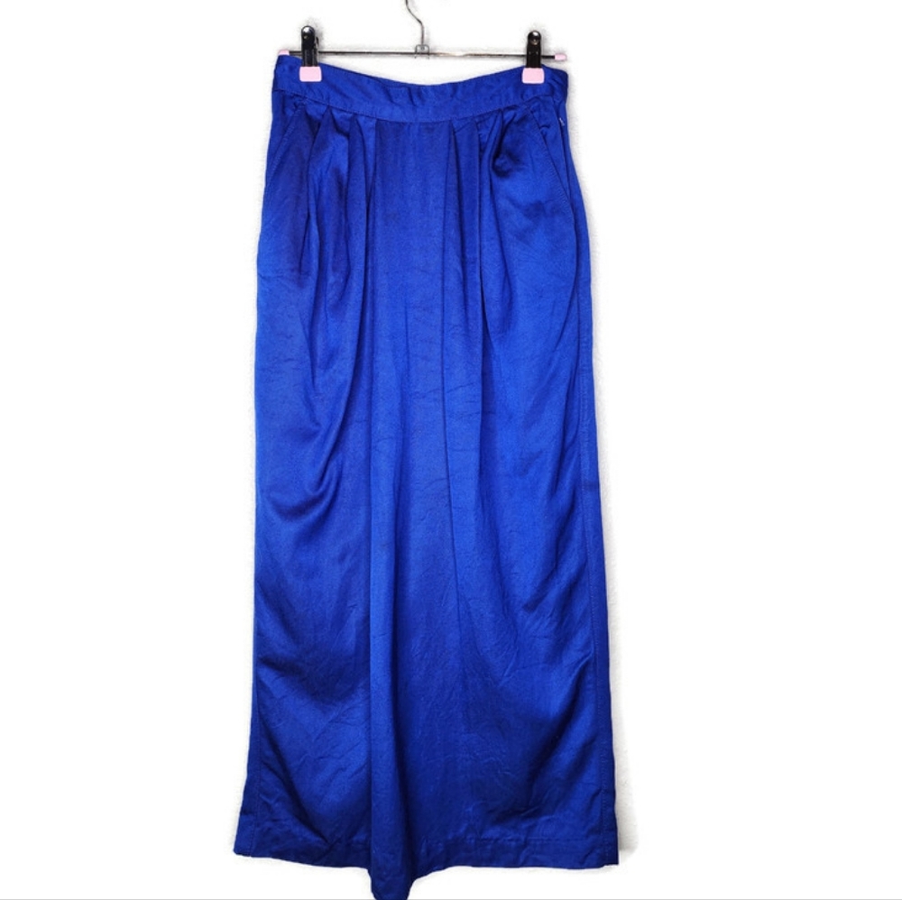 1980s Benetton Blue Vintage Midi Skirt Size 42